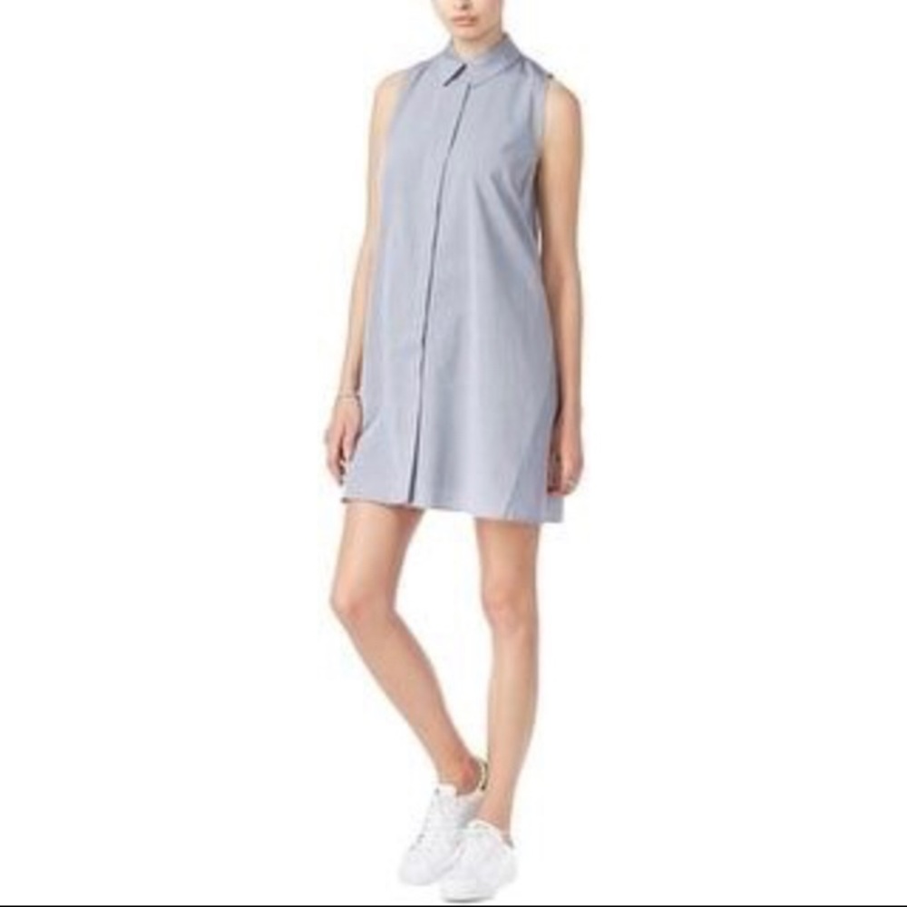 Rachel Roy Chambray Babydoll Cape Shirt Dress L
